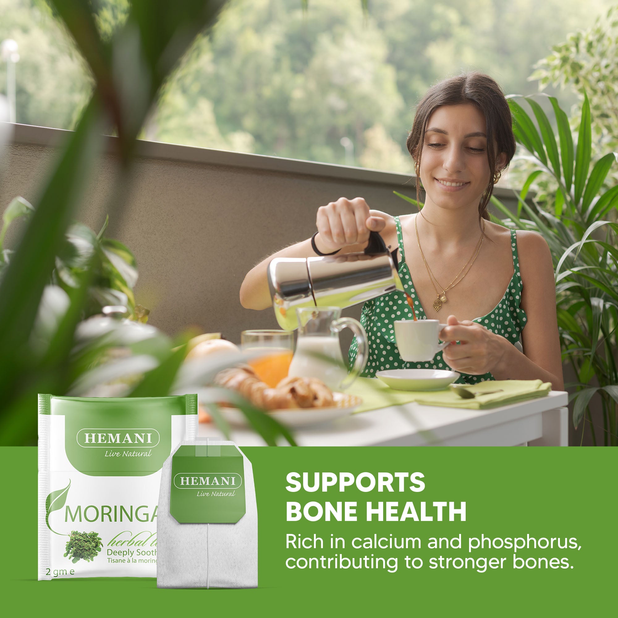 Hemani Moringa Leaf Tea - 20 Tea Bags, Halal Certified | 100% Natural Herbal Tea for Energy, Vitality & Wellness Support | Rich in Antioxidants & Nutrients | Caffeine-Free, Vegan-Friendly