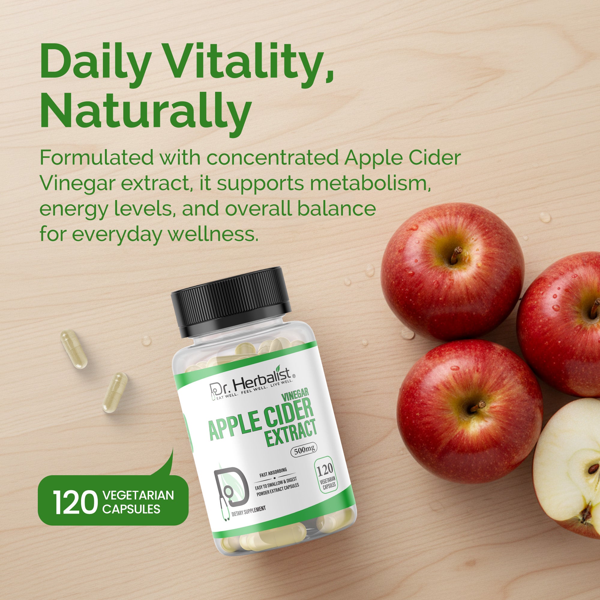 Dr. Herbalist Apple Cider Extract (120 Capsules) – Premium Daily Wellness Supplement