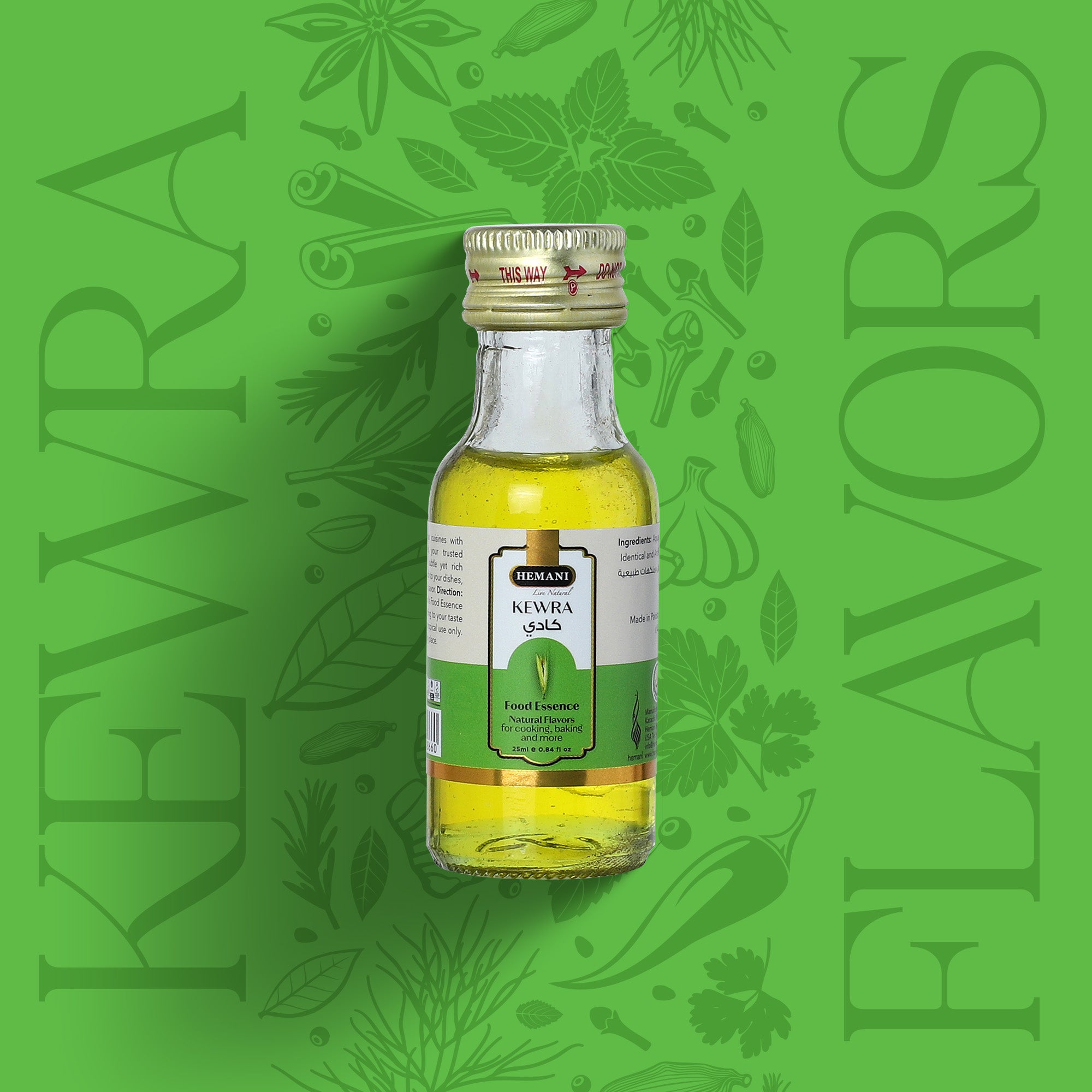 Hemani Kewra Food Essence 25 ml Halal- Concentrated Kewra Flavor for Indian Desserts, Drinks, and Recipes - Perfect for Gulab Jamun, Jalebi, Falooda, and More