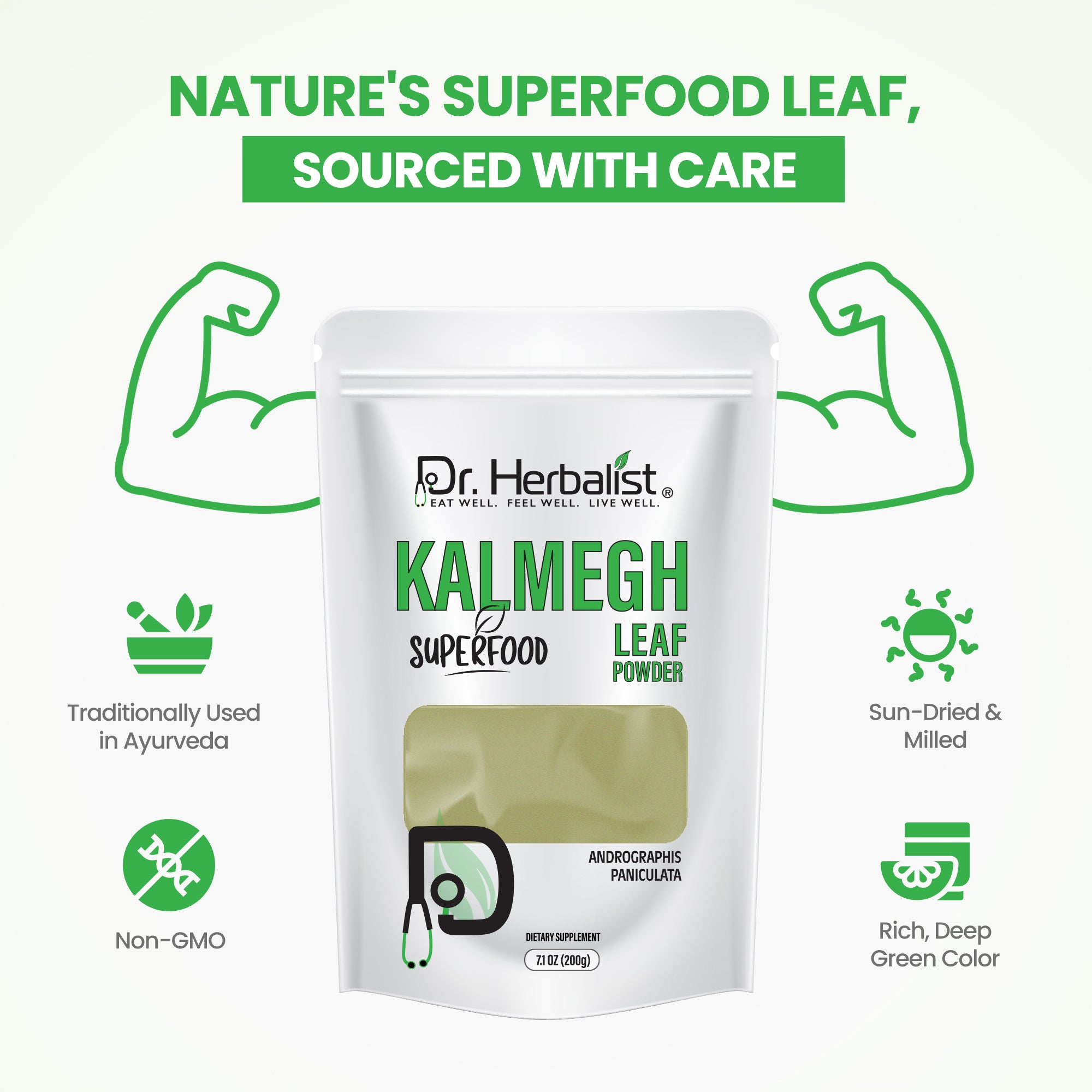Dr. HERBALIST Kalmegh Powder 200g - Pure Andrographis Paniculata 'King of Bitters' | Supports Immune Wellness & Respiratory Comfort* | Extreme Bitter Warning | Halal, Vegan