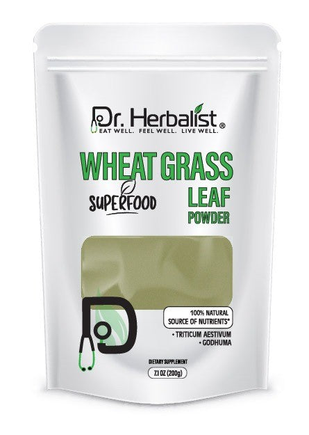 Dr. HERBALIST Wheatgrass Powder 200g - Pure Triticum Aestivum with Chlorophyll Iron & Vitamins A C E | Supports Daily Greens Detox & Nutrient Density* | Halal, Vegan