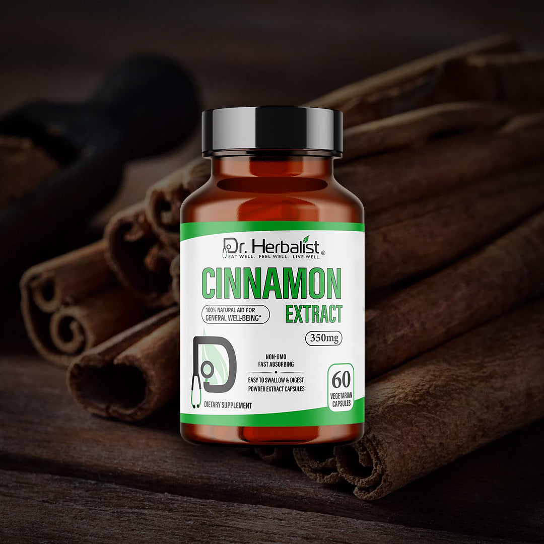 Dr Herbalist Cinnamon Extract 60 Capsules | Natural Blood Sugar Support | Boosts Metabolism, Heart Health & Immunity | Herbal Antioxidant Supplement