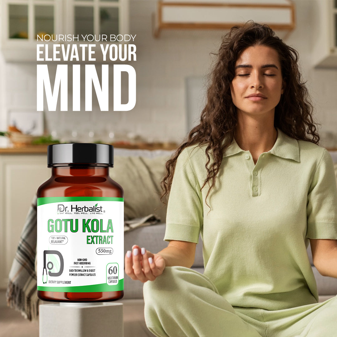 Dr Herbalist Gotu Kola Extract | Natural Brain & Memory Booster | Supports Focus, Mental Clarity & Circulation | Herbal Supplement for Stress Relief & Wellness