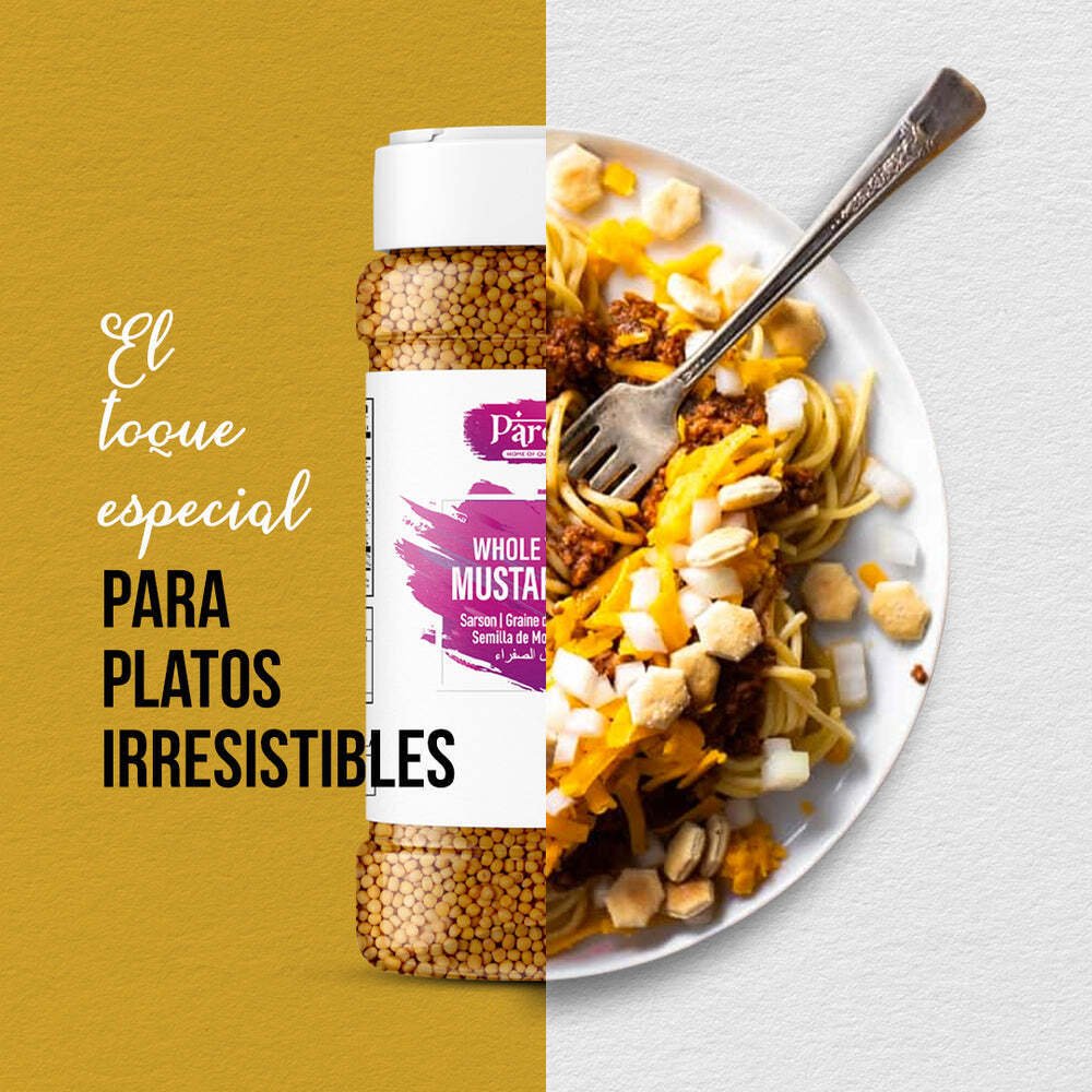 Pardesi Whole Yellow Mustard Seed, 9.17 OZ (260g) Resealable Jar Packaging