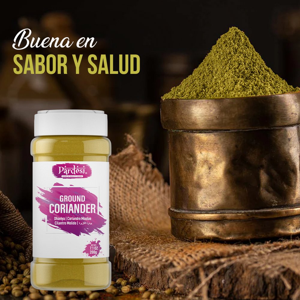 Pardesi Ground Coriander, 7.05 OZ (200g) Resealable Jar Packaging