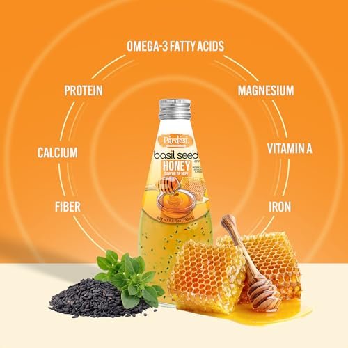 Pardesi Basil Seed Drink Honey Flavor 290ml 9.8 Fl Oz | Pack of 12 (117.6 FL Oz ) | Naturally - Image 8