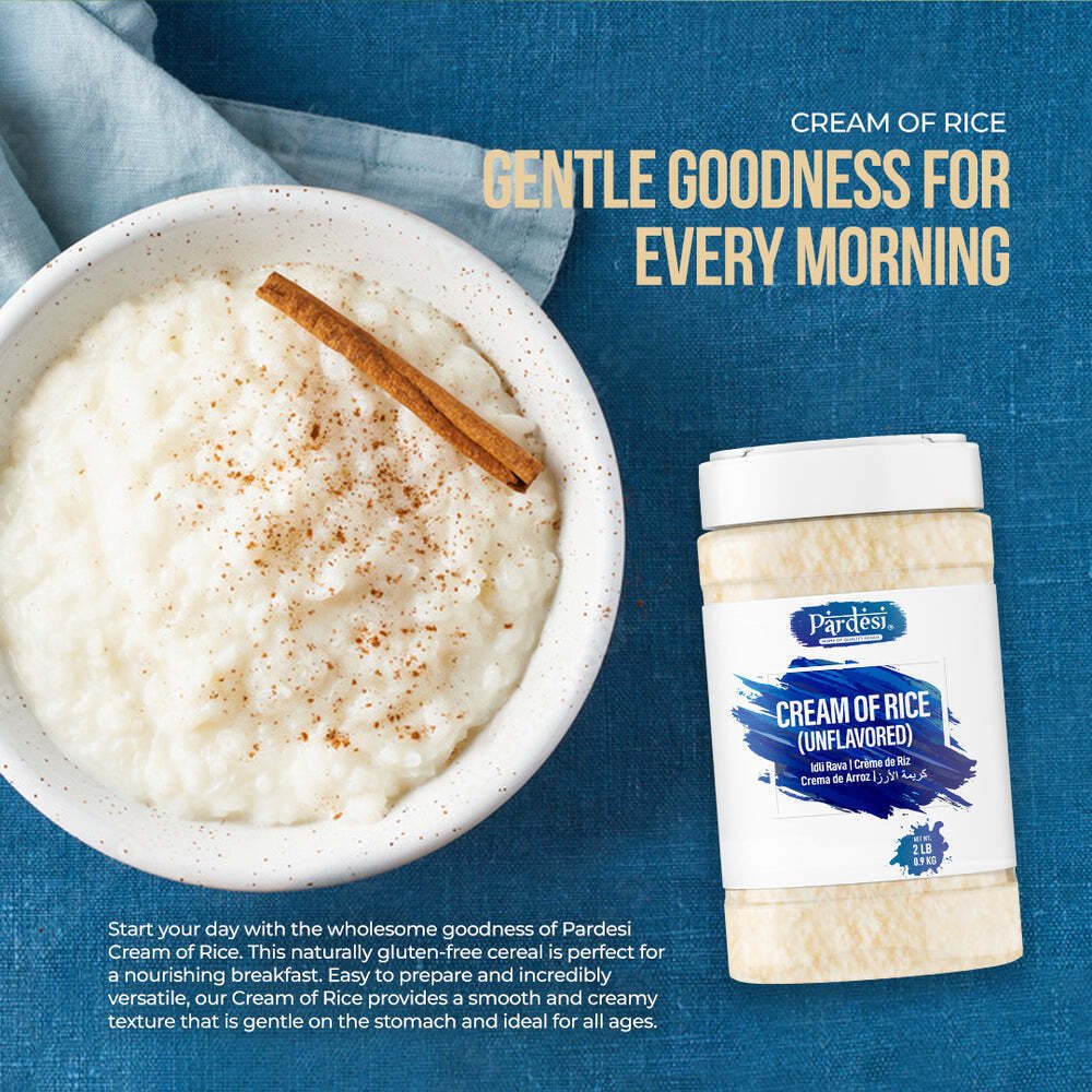 Pardesi Cream of Rice (Unflavored), 3.85 LB (1.75 KG) Idli Rava, Crema de Arroz