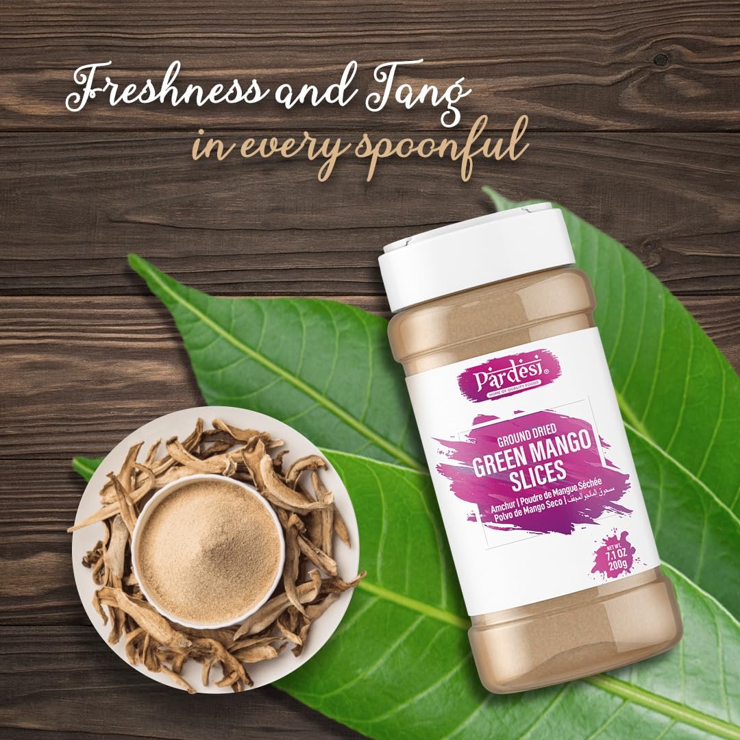 Pardesi Amchur Powder 7.1oz (200g) – Premium Dry Mango Powder | All-Natural, Vegan, Authentic Indian Spice | Ideal for Chutneys, Marinades, Curries & More