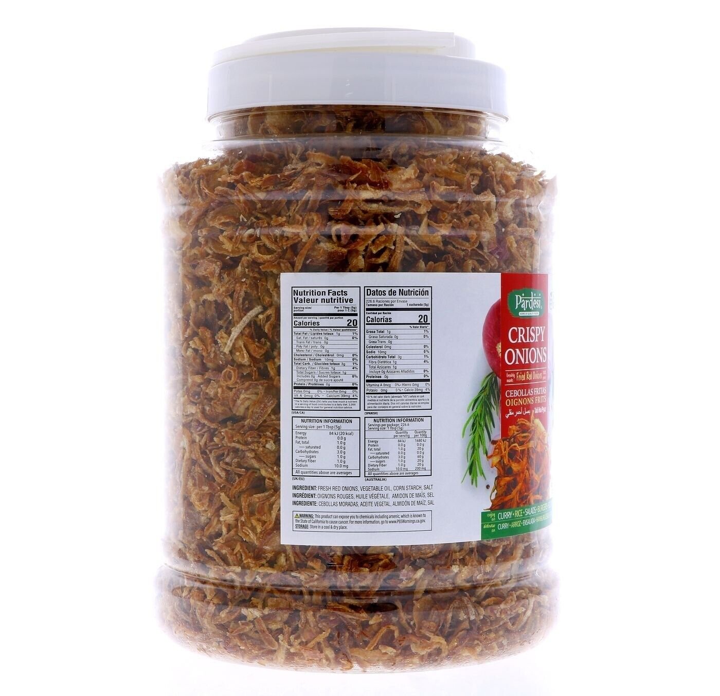 PARDESI Crispy Red Fried Onions 42.3 OZ (2.645 LBS) MSG FREE, Fresh Onions Used