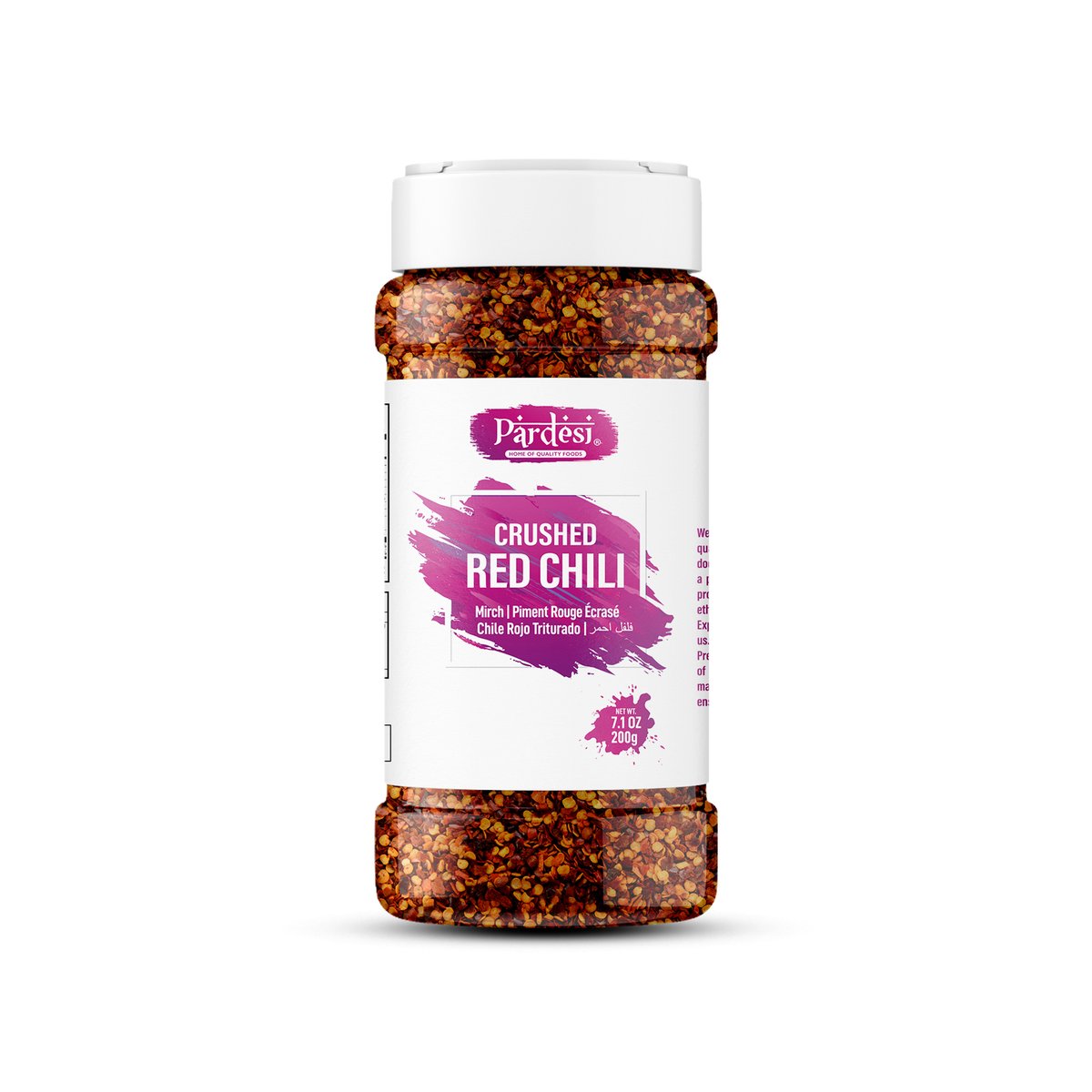 Pardesi Crushed Red Chili Flakes, 5.29 OZ (150g) Resealable Jar Packaging