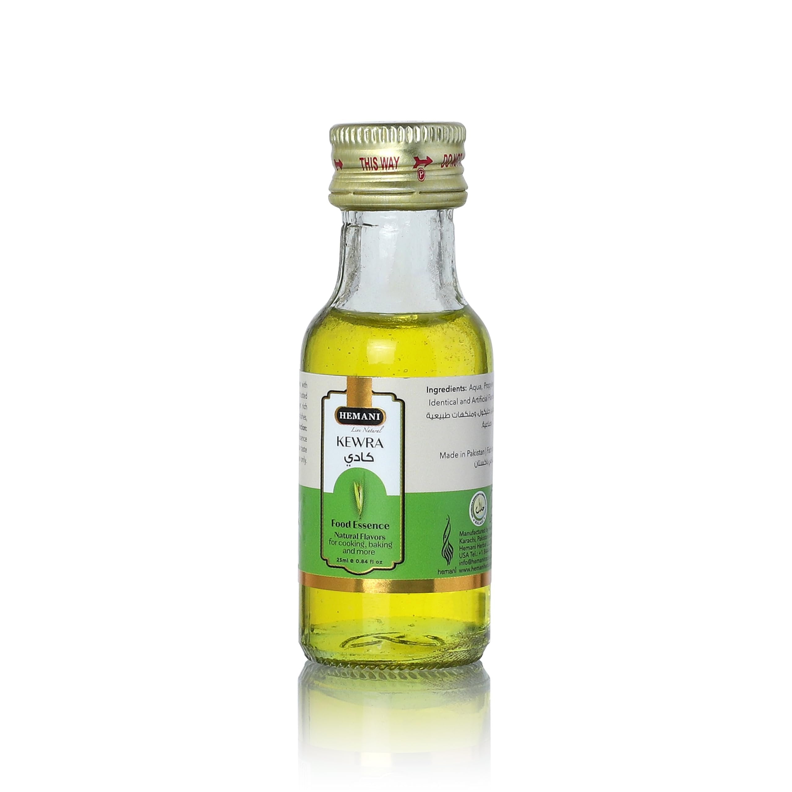 Hemani Kewra Food Essence 25 ml Halal- Concentrated Kewra Flavor for Indian Desserts, Drinks, and Recipes - Perfect for Gulab Jamun, Jalebi, Falooda, and More