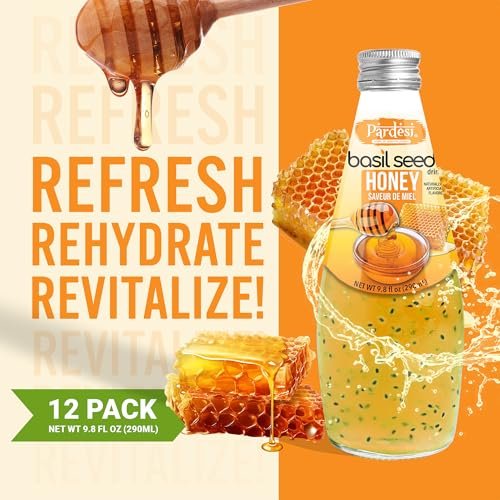 Pardesi Basil Seed Drink Honey Flavor 290ml 9.8 Fl Oz | Pack of 12 (117.6 FL Oz ) | Naturally - Image 4