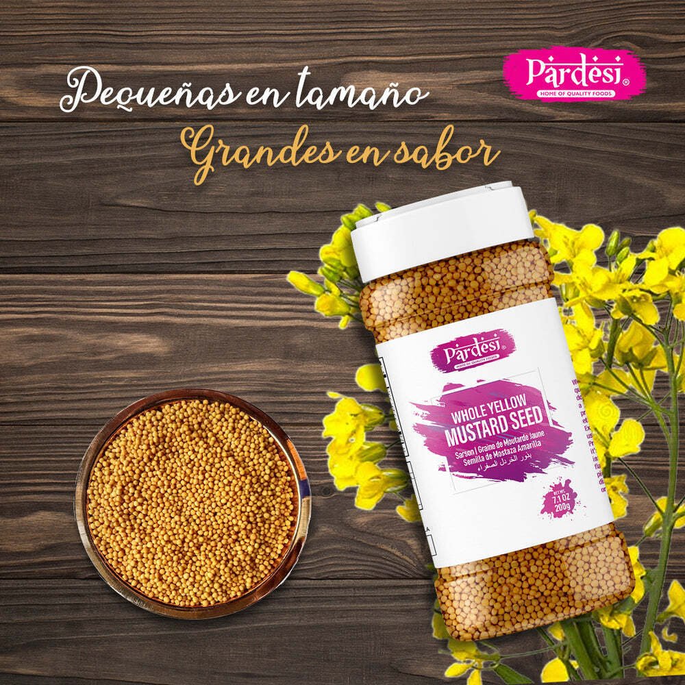 Pardesi Whole Yellow Mustard Seed, 9.17 OZ (260g) Resealable Jar Packaging