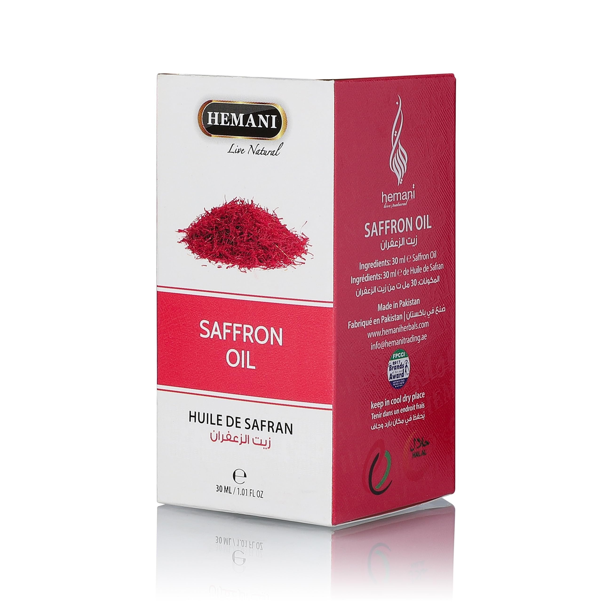 Hemani Saffron Oil 30mL - Nourishing Skin & Hair, Promoting Radiant Complexion, Luxurious Hydration, & Luscious Locks"