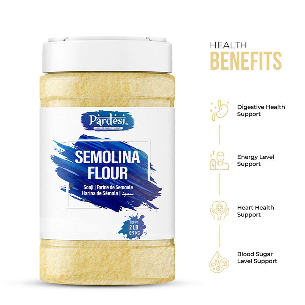 Pardesi Semolina Flour, 3.52 LB (1.6 KG) Sooji Flour - Resealable Jar Packaging