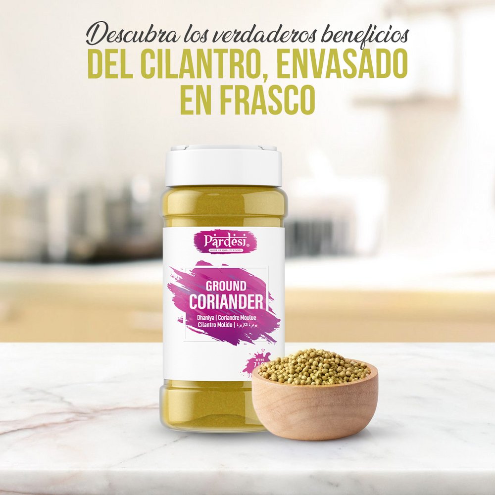 Pardesi Ground Coriander, 7.05 OZ (200g) Resealable Jar Packaging