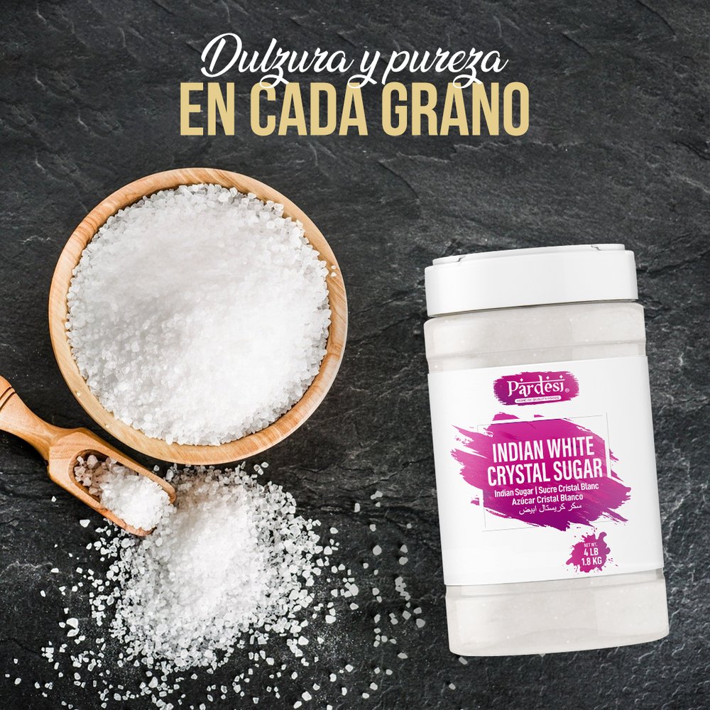 Pardesi Indian White Crystal Sugar, 4 LB (1.8 KG) Resealable Jar Packaging
