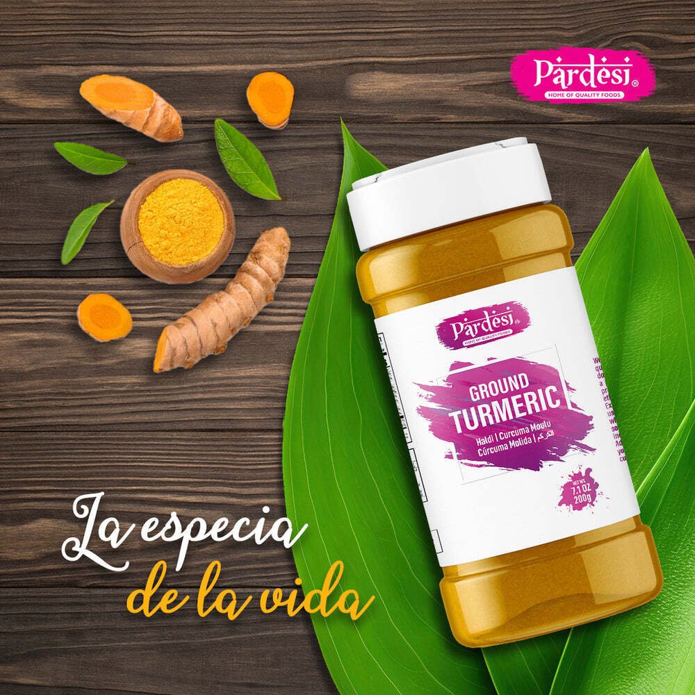 Pardesi Ground Turmeric, 8.11 OZ (230g) Resealable Jar Packaging