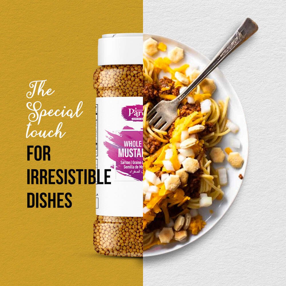 Pardesi Whole Yellow Mustard Seed, 9.17 OZ (260g) Resealable Jar Packaging