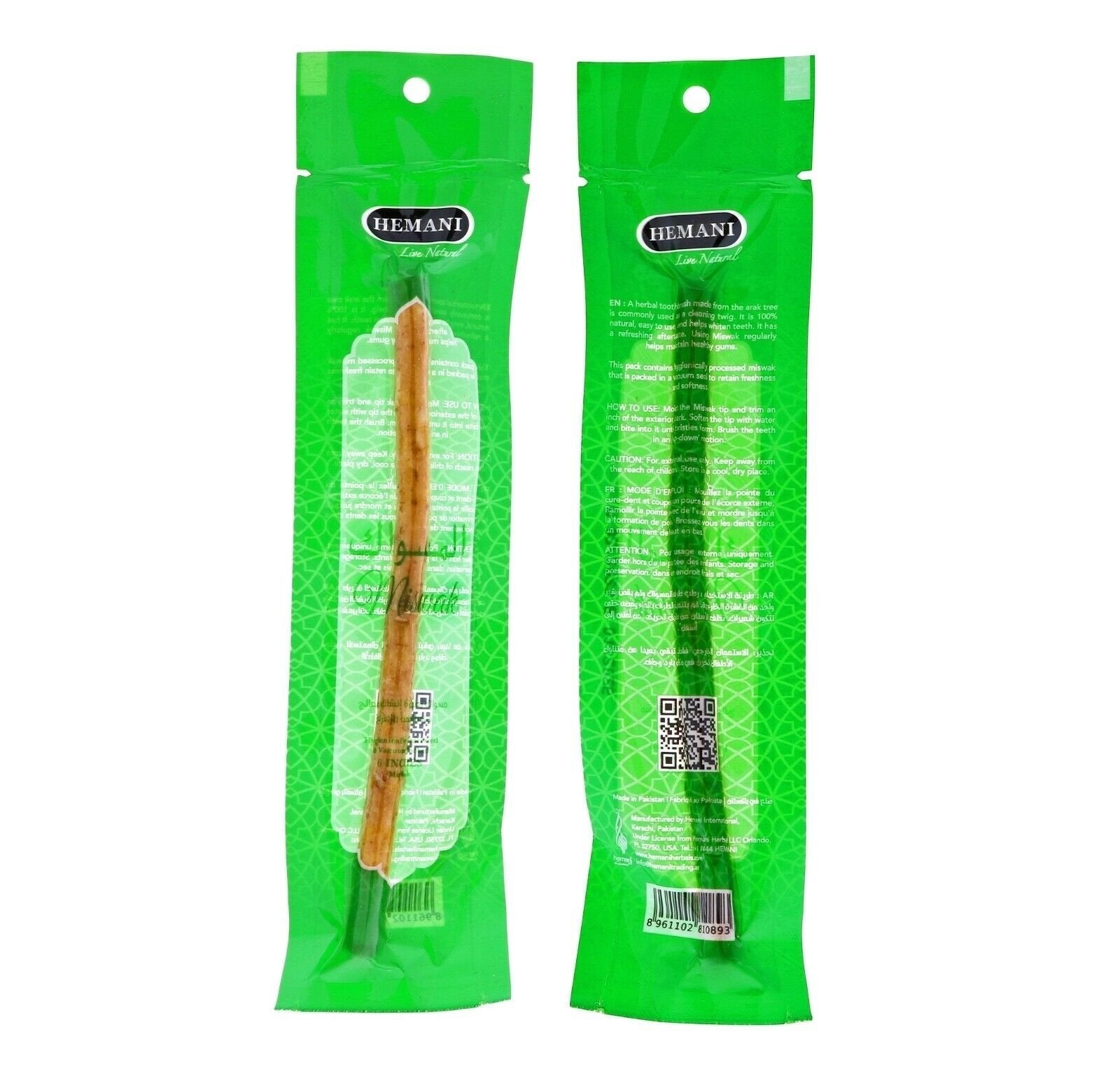 HEMANI Sewak Natural Miswak Stick for Teeth (6 Inches: 24 Pack) Chewing Toothbrush Natural Traditional Toothbrush I AKA Meswak I Sewak I Peelu