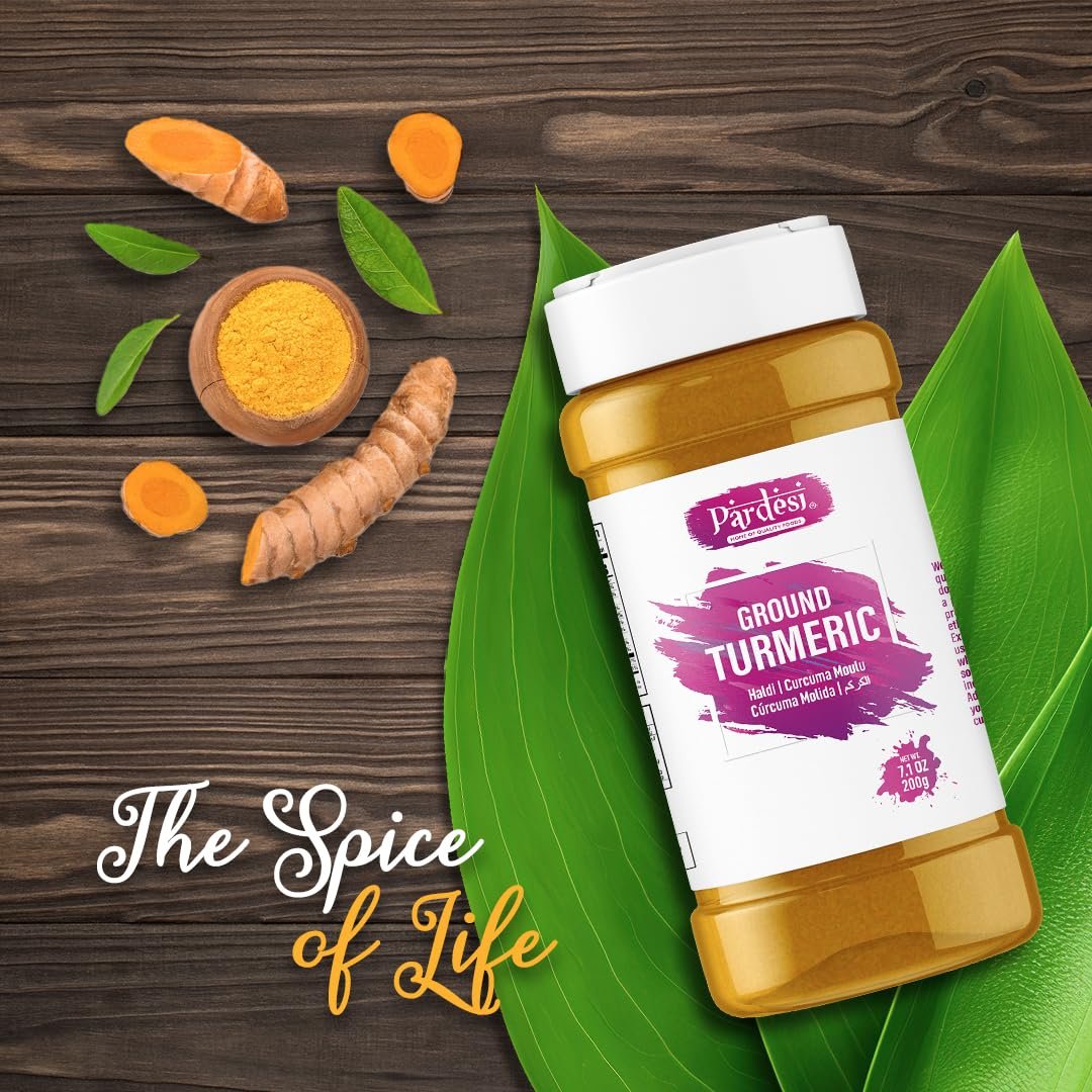Pardesi Turmeric Root Powder 8.11 OZ (230g) Natural, 100% Curcumin Ground I Haldi I NON GMO, Indian Origin, Easy to Store Jar with Shaker - Turmeric Powder, Tumeric Powder, Curcuma en Polvo 100% Pure, Salt Free - Vegan - Gluten Friendly I Indian Origin