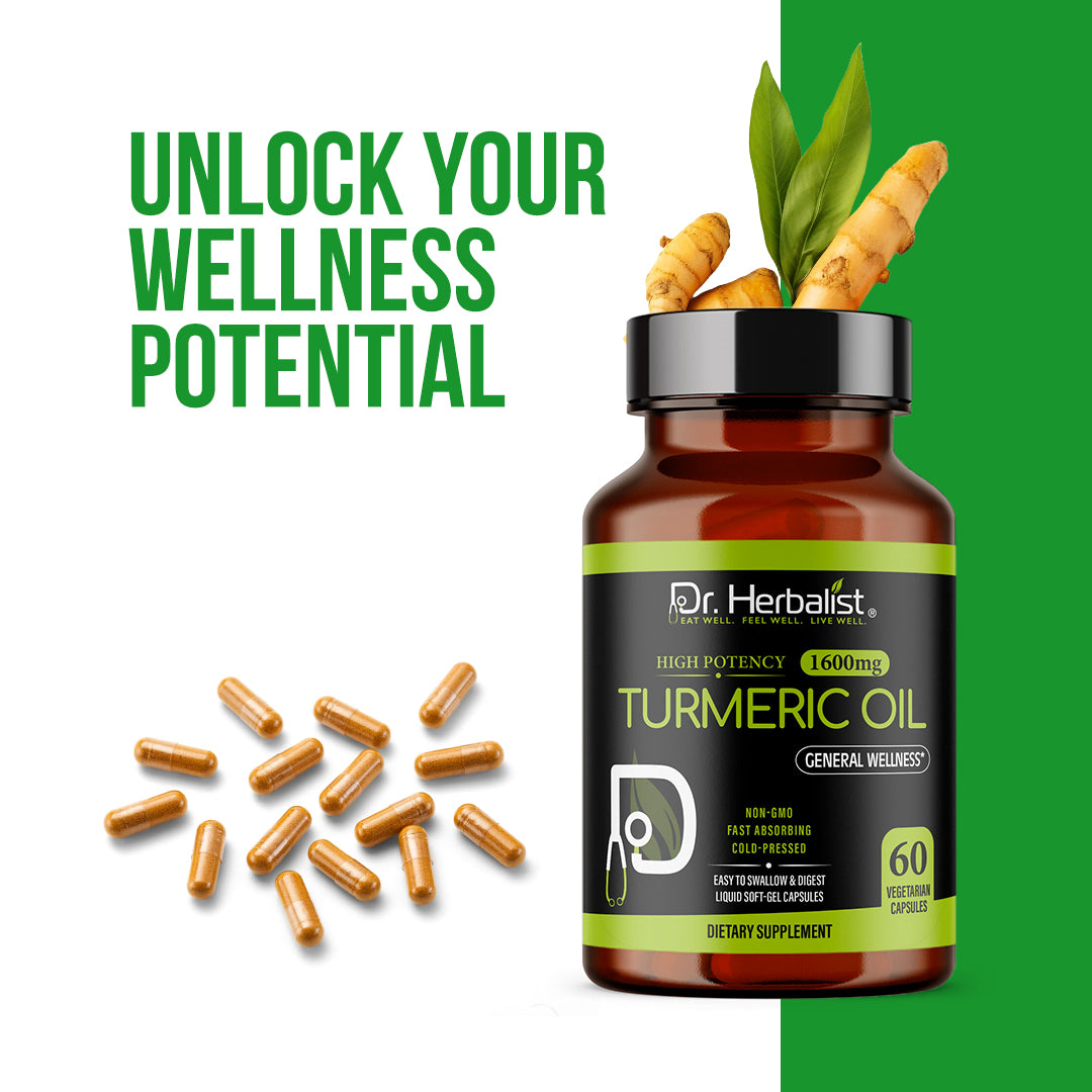 Dr Herbalist Turmeric 60 Capsules | With Curcumin Extract | Natural Anti-Inflammatory & Antioxidant | Supports Joint, Heart, Skin & Immune Health | Herbal Supplement