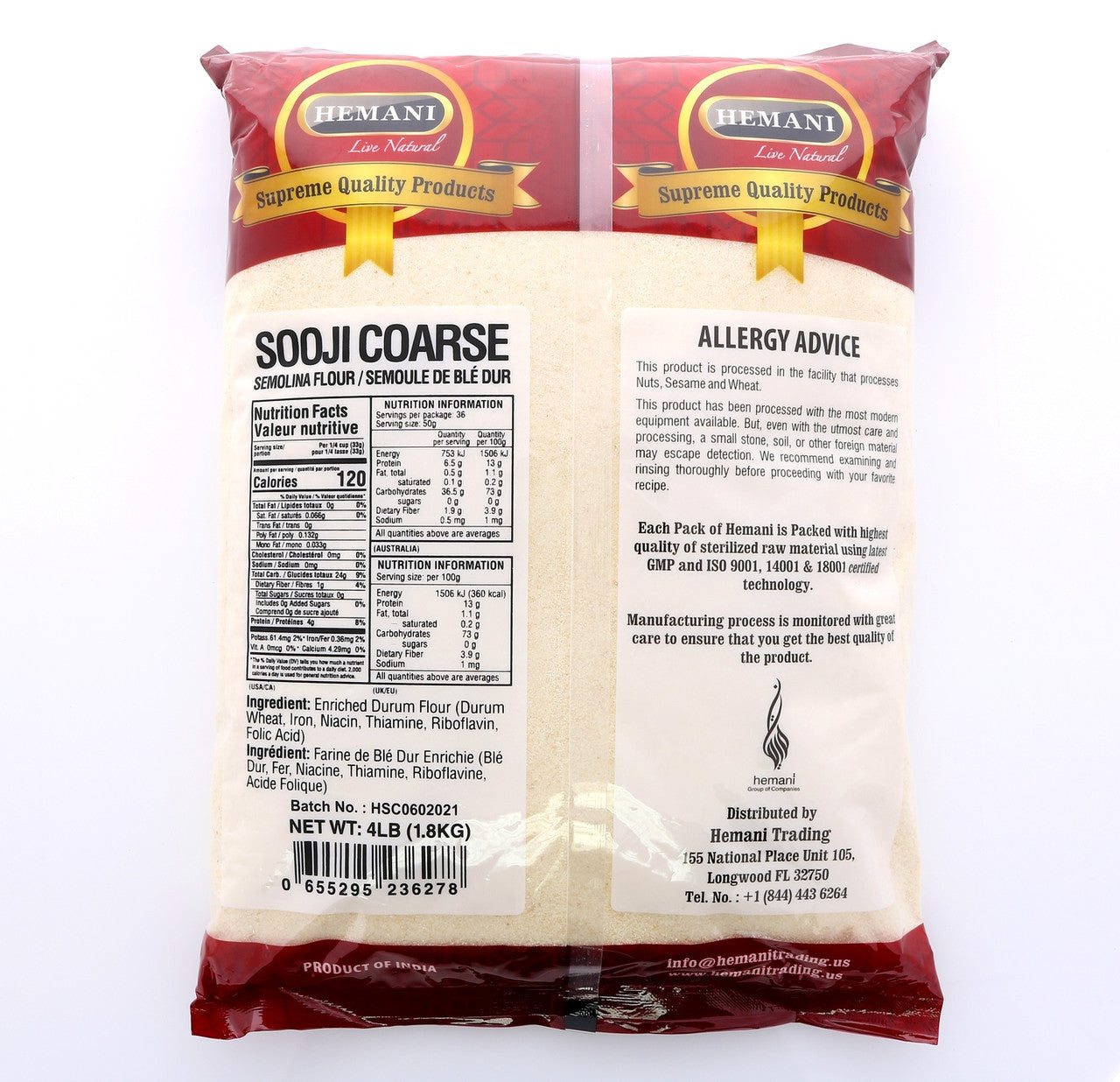 HEMANI Sooji COARSE 4LB