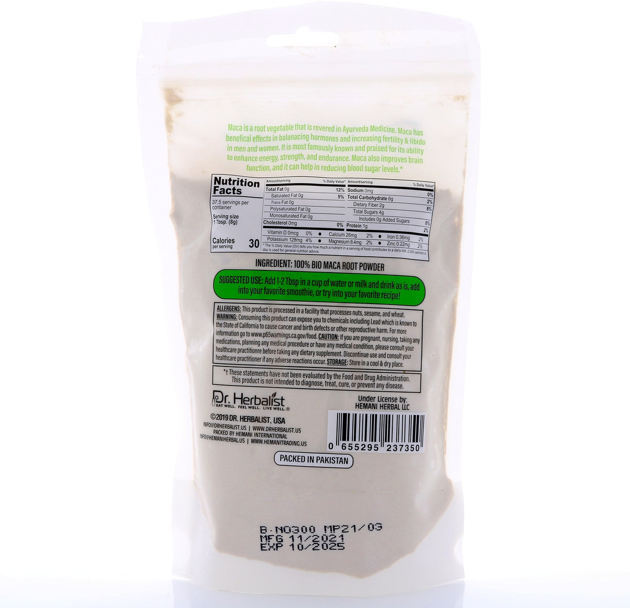 DR. HERBALIST Maca Powder 300g