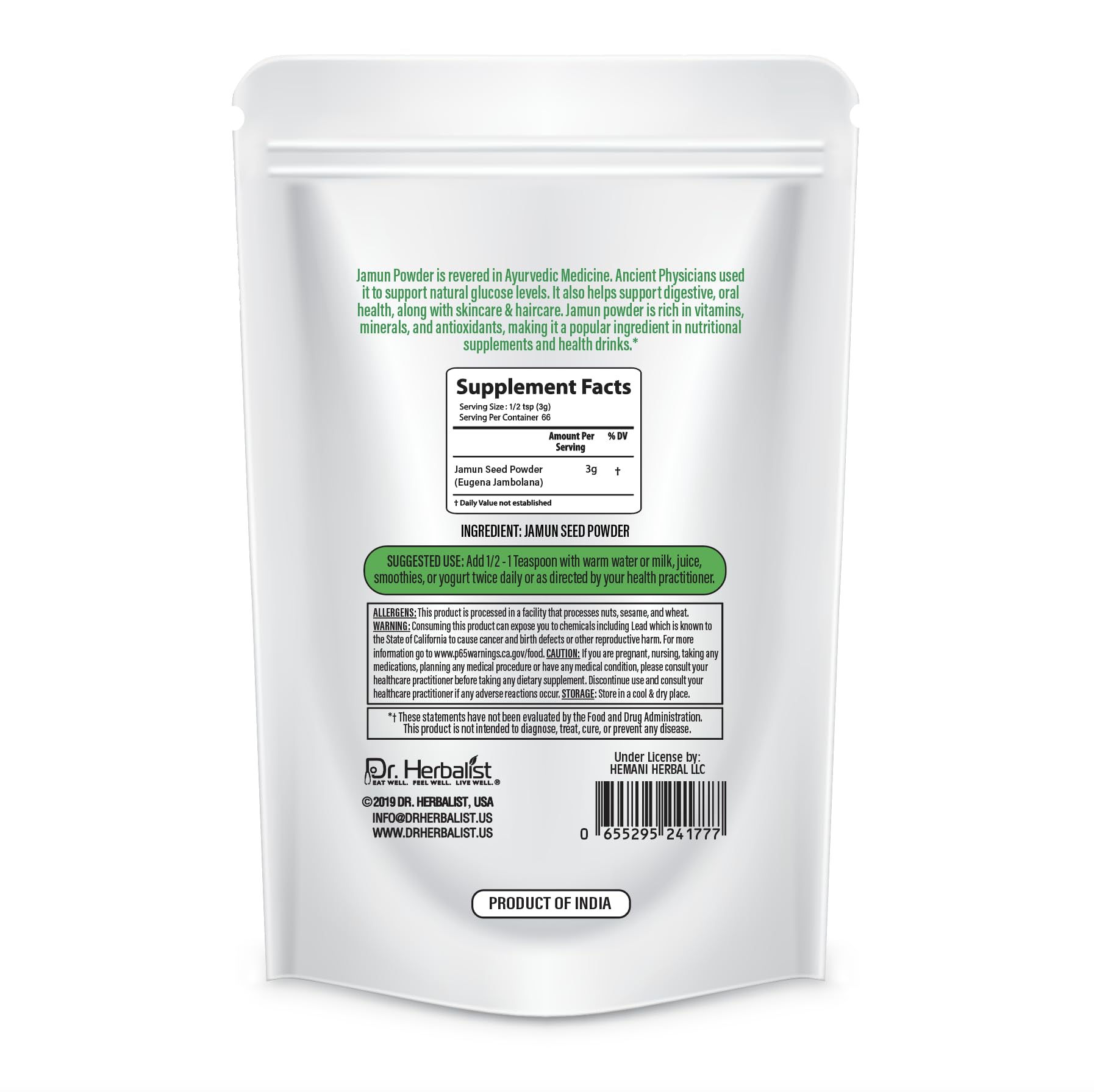 DR. HERBALIST Jamun Powder 200g