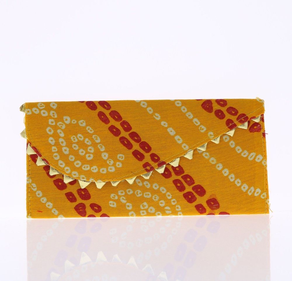 GENERIC Bandhani Clutch Purse - Yellow