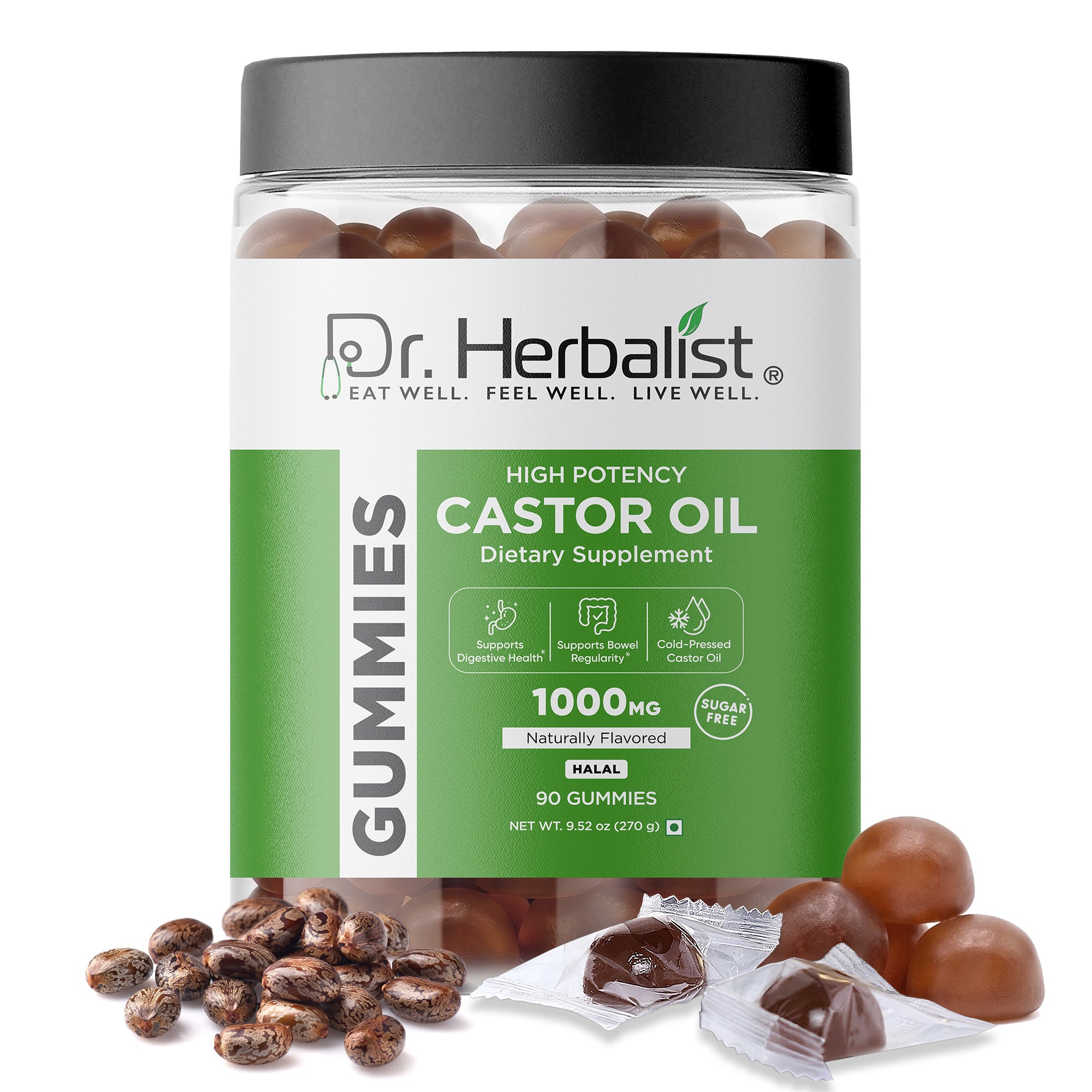Dr Herbalist Castor Oil Gummies (90 Gummies) – Delicious Herbal Gummies for Daily Wellness & Convenient Supplement Support