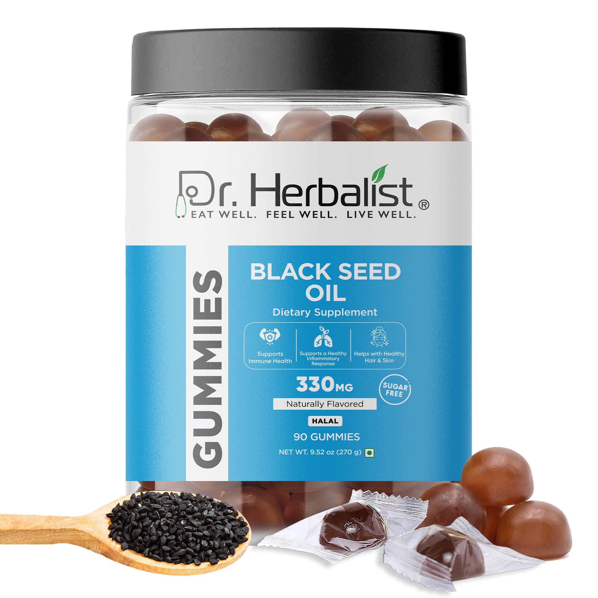 Dr Herbalist Black Seed Oil Gummies (90 Gummies) – Delicious Herbal Gummies for Daily Wellness & Immune Support
