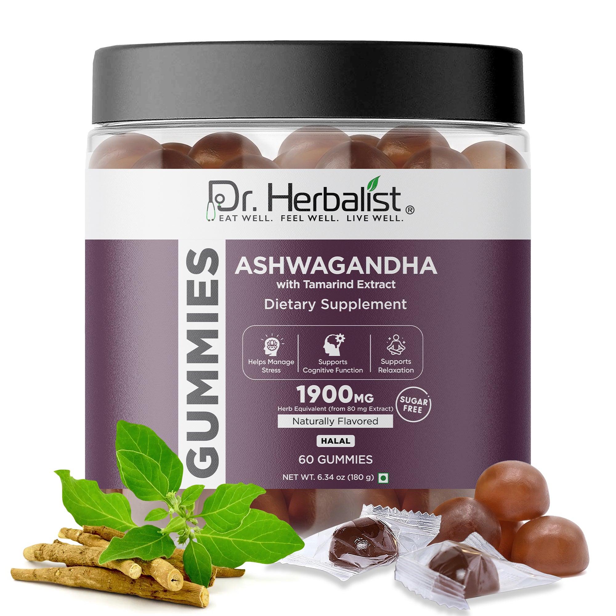 Dr Herbalist Ashwagandha Gummies (60 Gummies) – Herbal Supplement for Daily Wellness Support