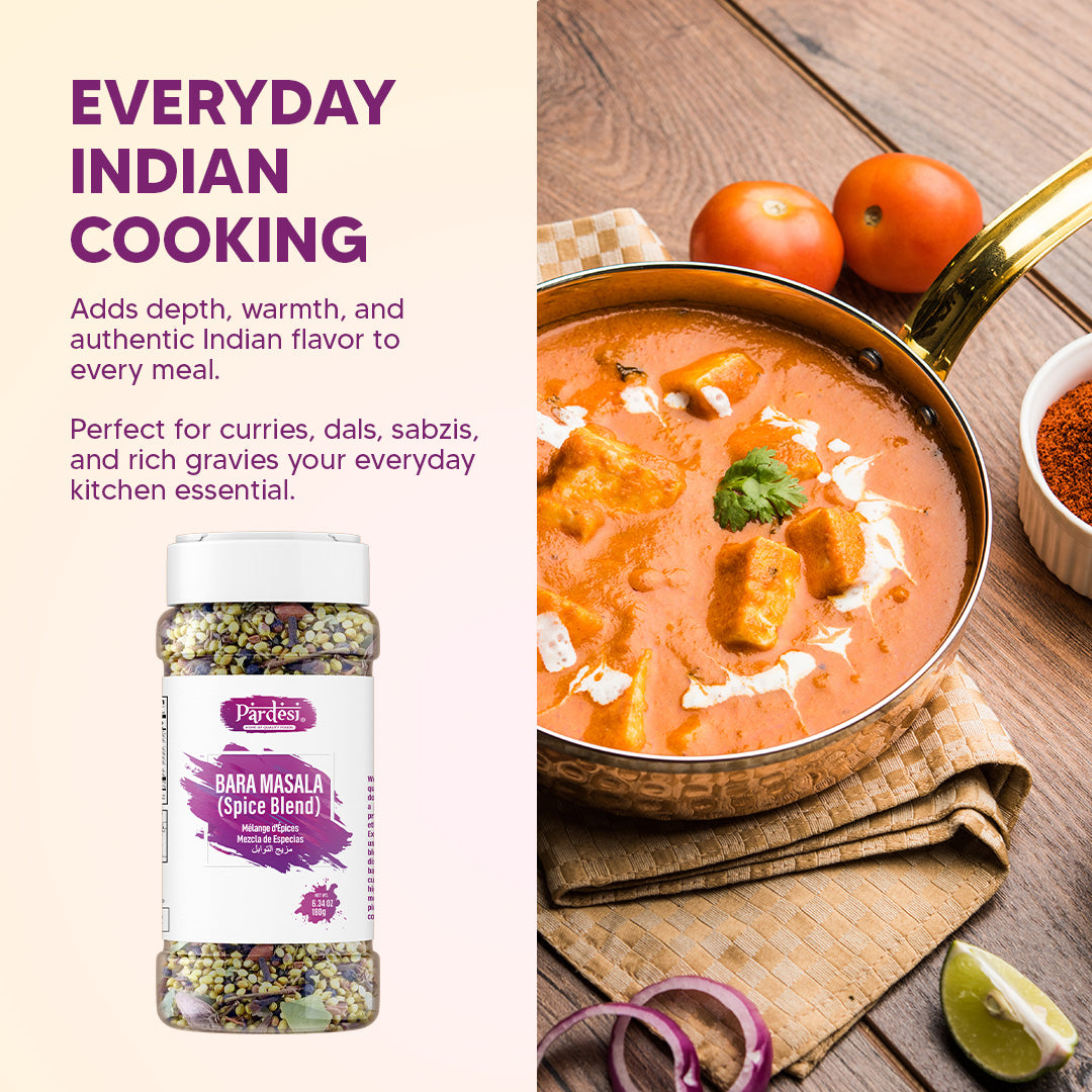 Pardesi Bara Masala (Whole Garam Masala) 180g — Premium 12-Spice Whole Masala Blend for Biryani, Curry & Pulao | Halal, Non-GMO | Dual-Cap Jar