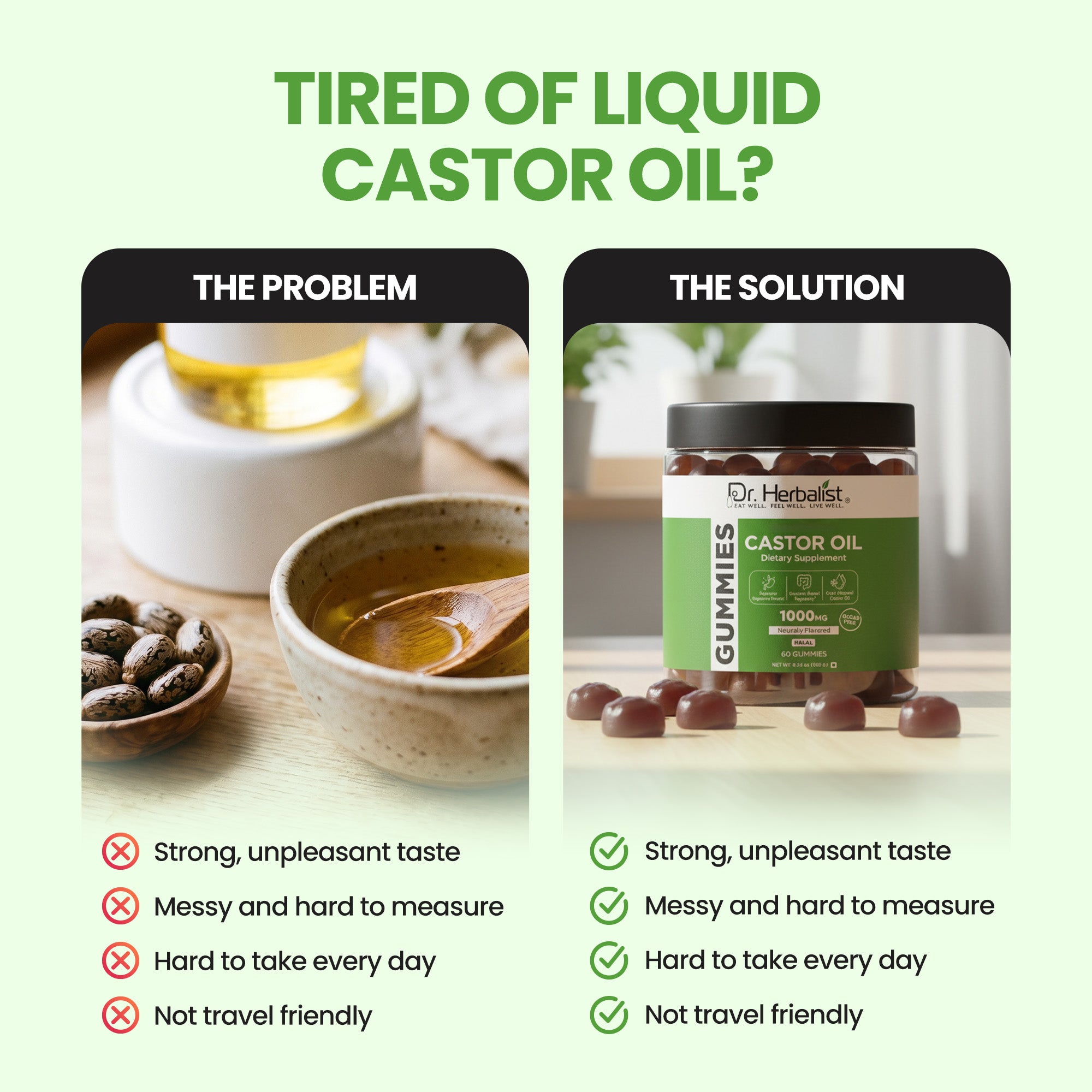 Dr Herbalist Castor Oil Gummies (60 Gummies) – Delicious Herbal Gummies for Daily Wellness & Convenient Supplement Support