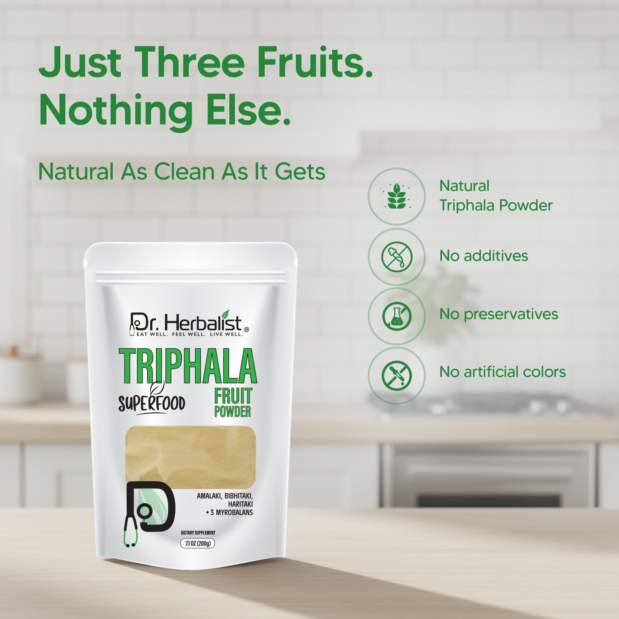 Dr. HERBALIST Triphala Powder 200g - Amla Bibhitaki Haritaki Three-Fruit Ayurvedic Formula | Supports Digestive Wellness & Gentle Detoxification* | Halal, Vegan