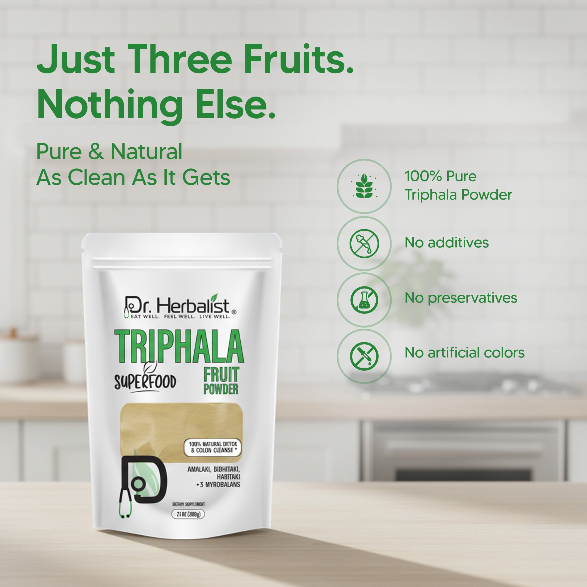 Dr. HERBALIST Triphala Powder 200g - Amla Bibhitaki Haritaki Three-Fruit Ayurvedic Formula | Supports Digestive Wellness & Gentle Detoxification* | Halal, Vegan