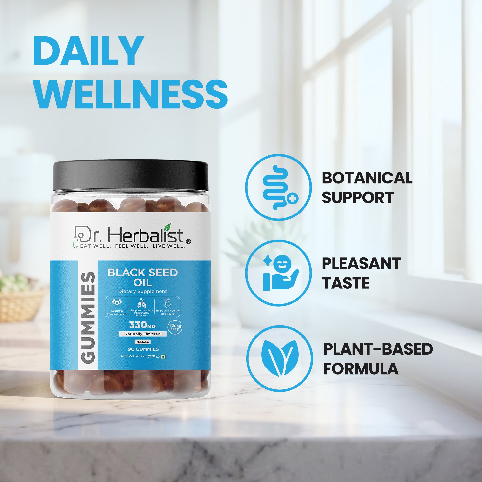 Dr Herbalist Black Seed Oil Gummies (90 Gummies) – Delicious Herbal Gummies for Daily Wellness & Immune Support
