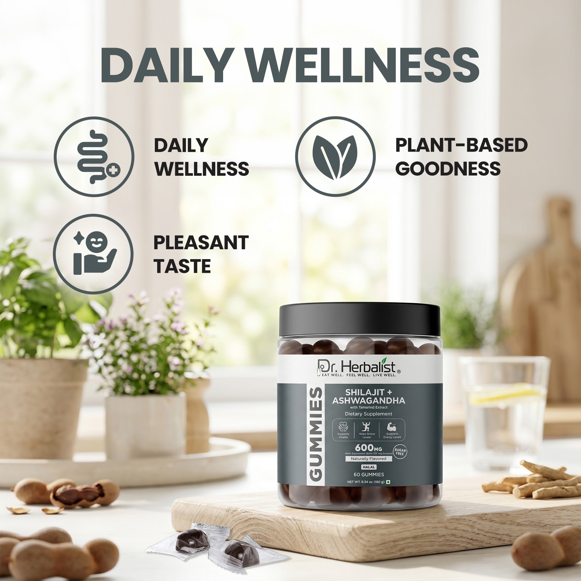 Dr Herbalist Shilajit + Ashwagandha Gummies (60 Gummies) – Delicious Herbal Gummies for Daily Wellness, Energy & Vitality Support