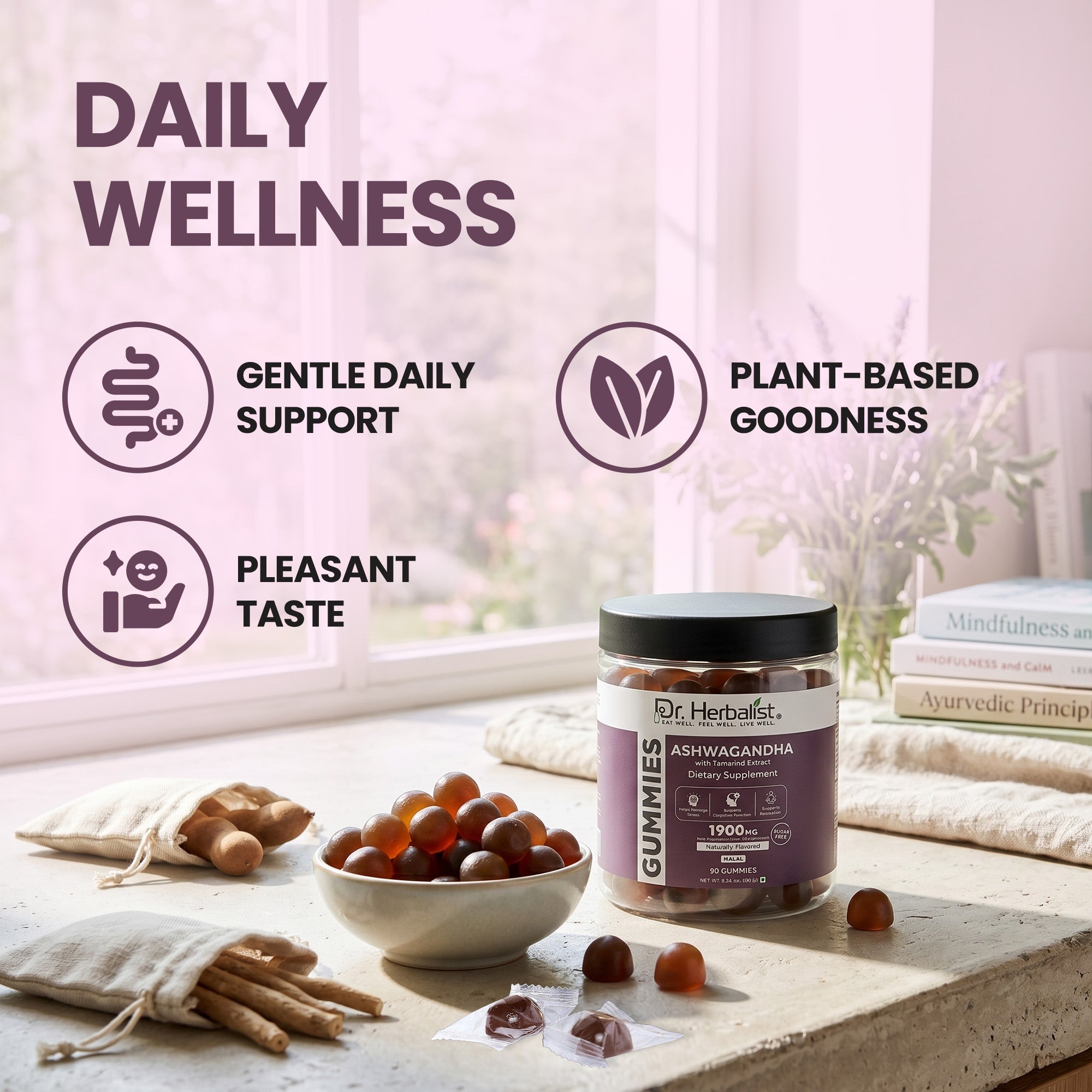 Dr Herbalist Ashwagandha Gummies (90 Gummies) – Delicious Herbal Gummies for Daily Wellness & Stress Support