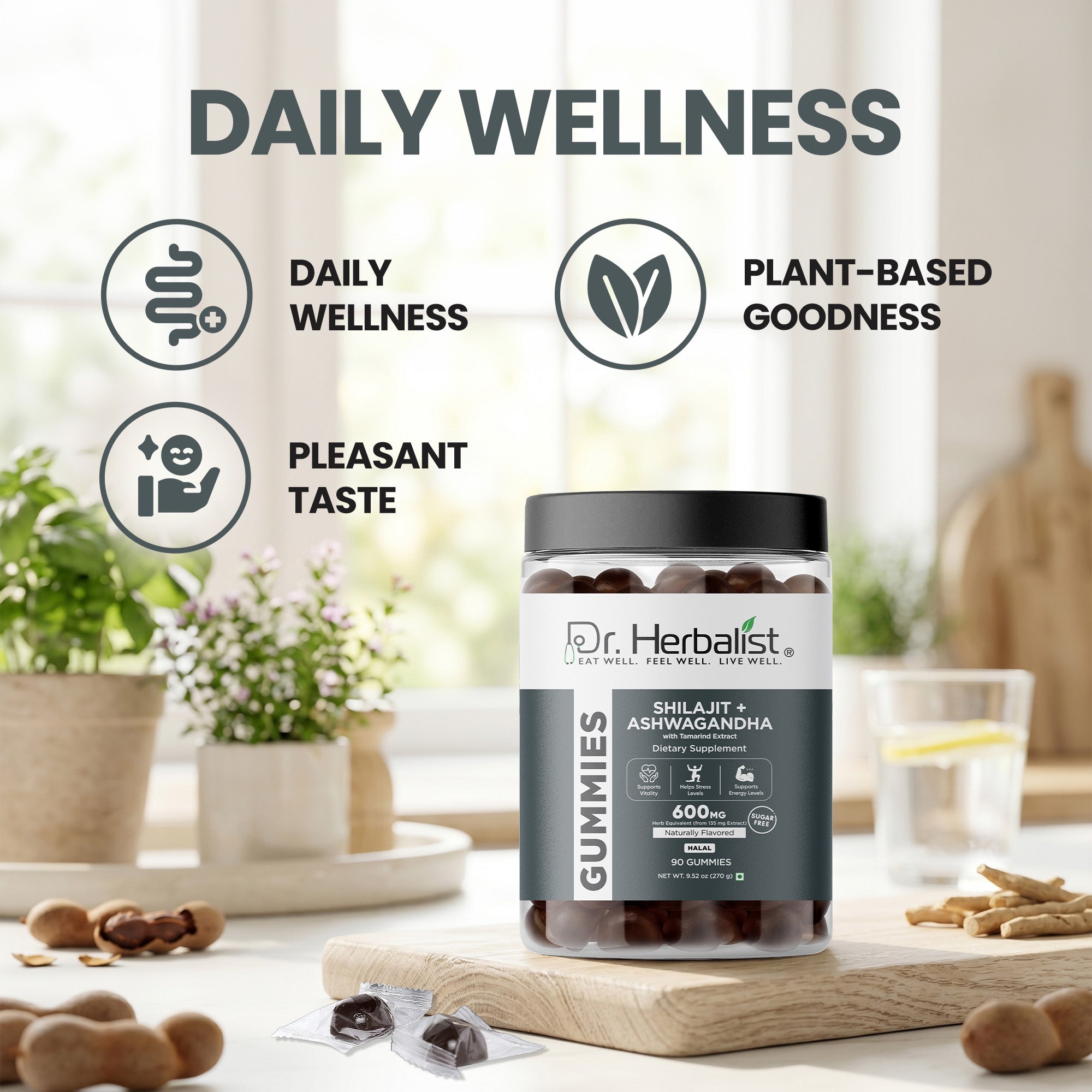 Dr Herbalist Shilajit + Ashwagandha Gummies (90 Gummies) – Delicious Herbal Gummies for Daily Wellness, Energy & Vitality Support