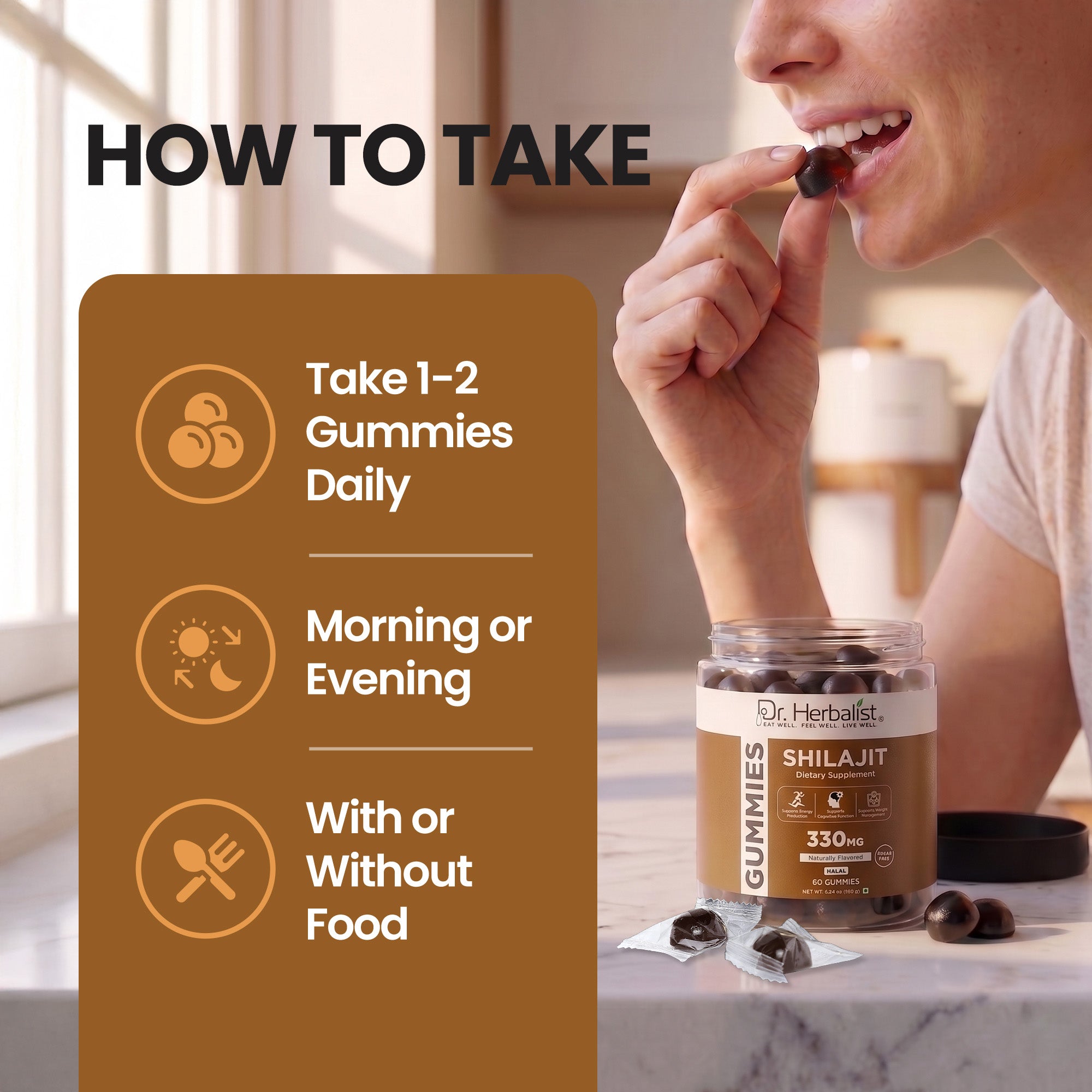 Dr Herbalist Shilajit Gummies (60 Gummies) – Delicious Herbal Gummies for Daily Wellness & Vitality Support
