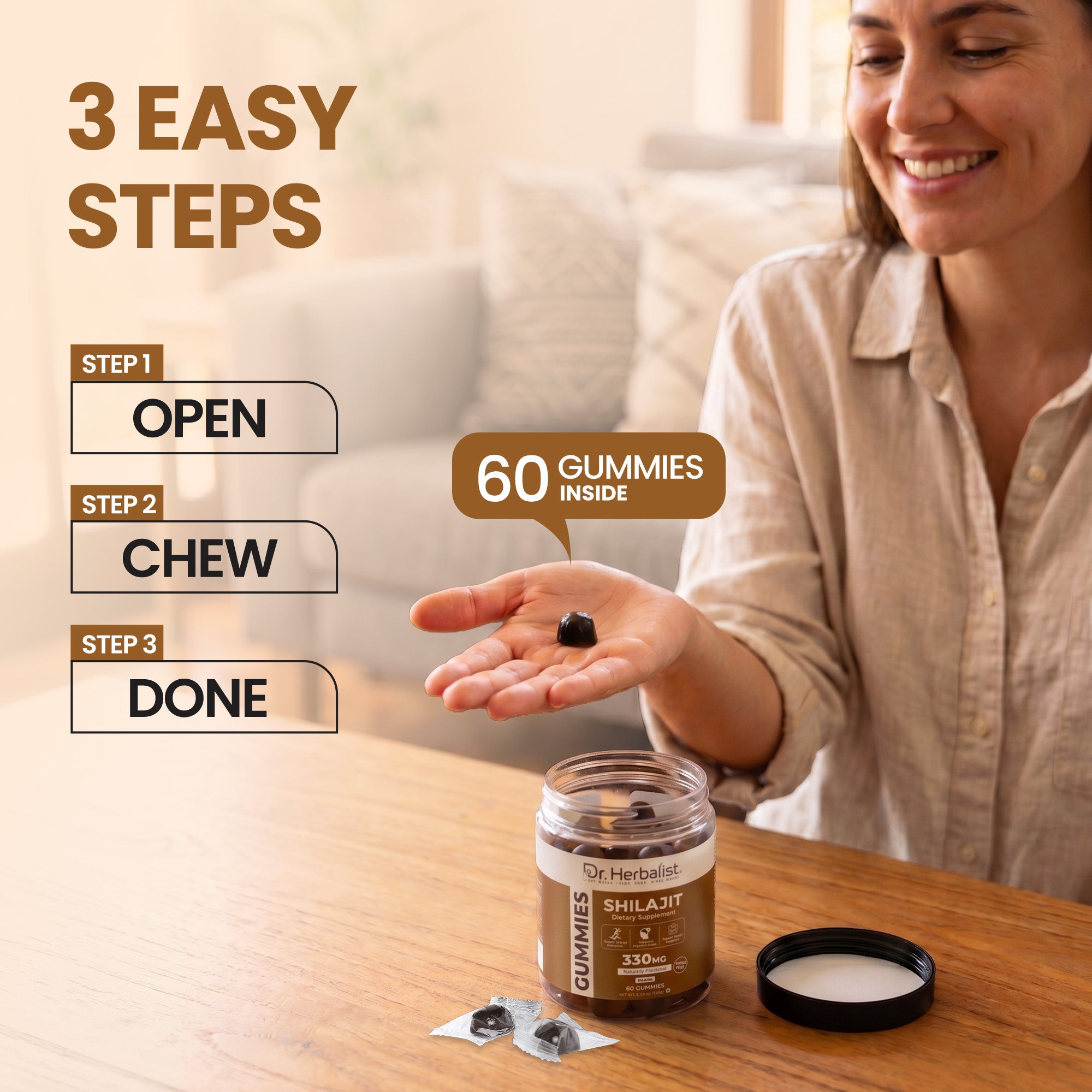 Dr Herbalist Shilajit Gummies (60 Gummies) – Delicious Herbal Gummies for Daily Wellness & Vitality Support