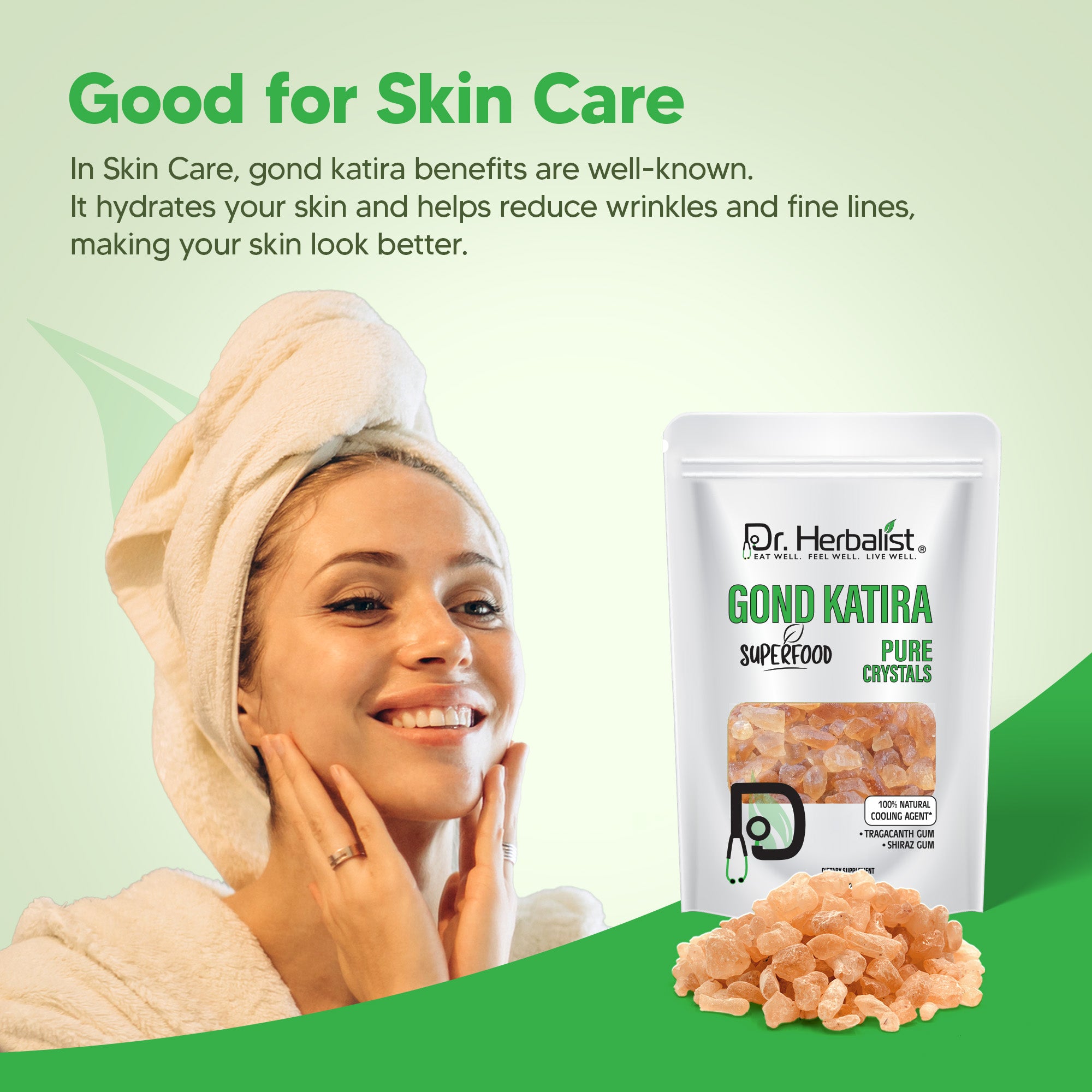 Dr. HERBALIST Gond Katira 200g - Natural Tragacanth Gum Crystals | Traditional Summer Cooling Drink Ingredient | Soak Overnight for Translucent Gel | Halal, Vegan