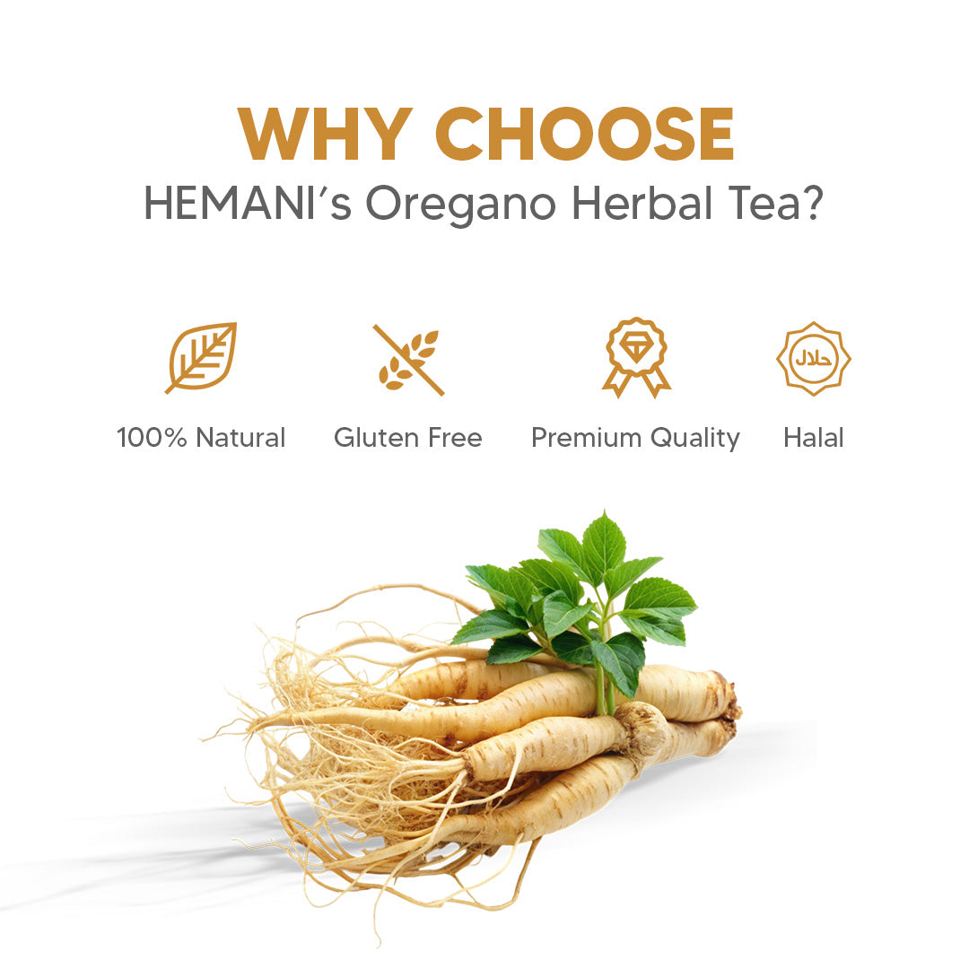 Hemani Ginseng Herbal Tea Panax ginseng - 20 Tea Bags | Pure, Natural & Revitalizing Brew | Promotes Energy, Clarity & Wellness.