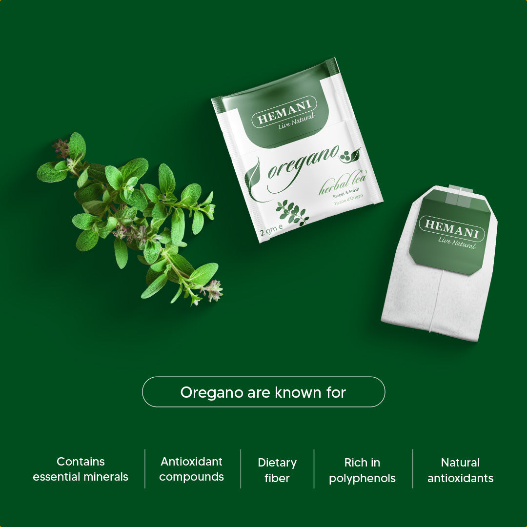 Hemani Oregano Herbal Tea (Origanum vulgare) - 20 Tea Bags | Natural Refreshment, Soothing & Immunity Boosting Brew | Promotes Relaxation & Wellness.