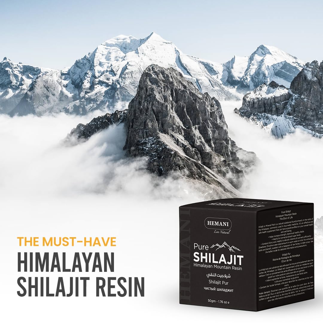 HEMANI Pure Himalayan Shilajit Resin 50g (1.76 OZ) I Natural Supplement for Stamina & Energy I Non GMO