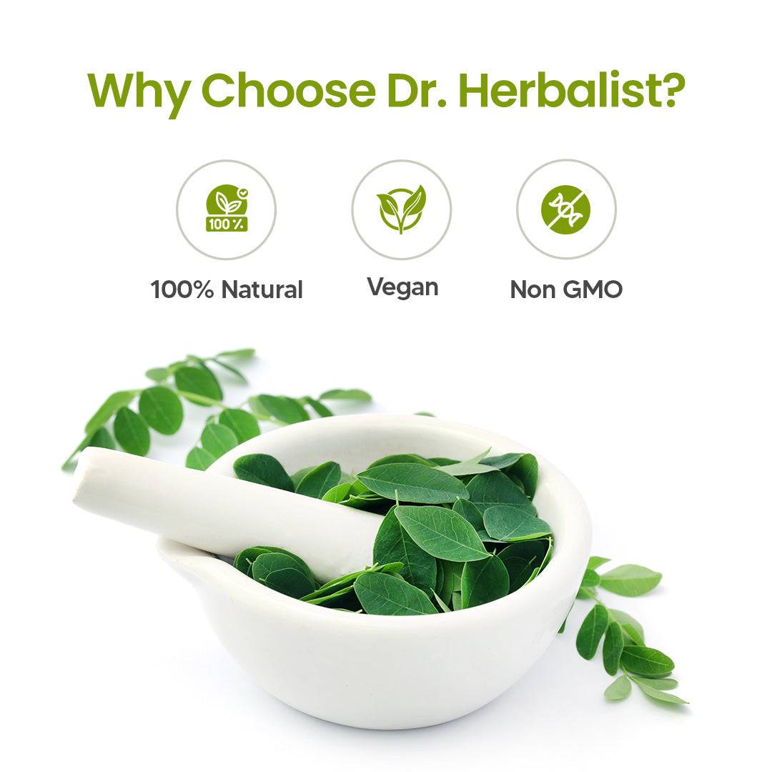 Dr. HERBALIST Moringa Oil Capsules 1600mg - Cold Pressed Moringa Oleifera Seed Oil with Oleic Acid & Behenic Acid | Supports Skin Vitality & Nutritional Wellness* | Halal, Vegan | 60ct