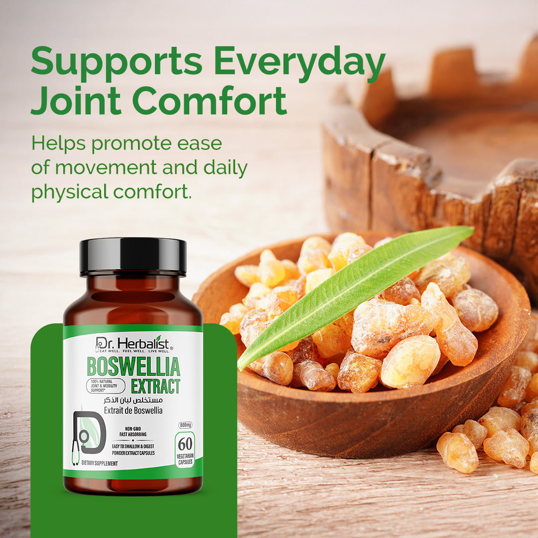 Dr. HERBALIST Boswellia Extract Capsules 500mg - Boswellia Serrata with Boswellic Acids | Supports Joint Comfort Mobility & Flexibility* | Halal, Vegan | 60ct