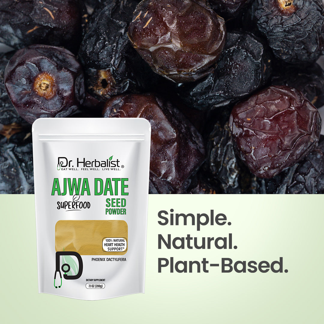 Dr. HERBALIST Ajwa Date Powder 200g - Dried Madinah Phoenix Dactylifera with Polyphenols | Supports Heart Wellness & Daily Nourishment* | Natural Sweetener Alternative | Halal, Vegan